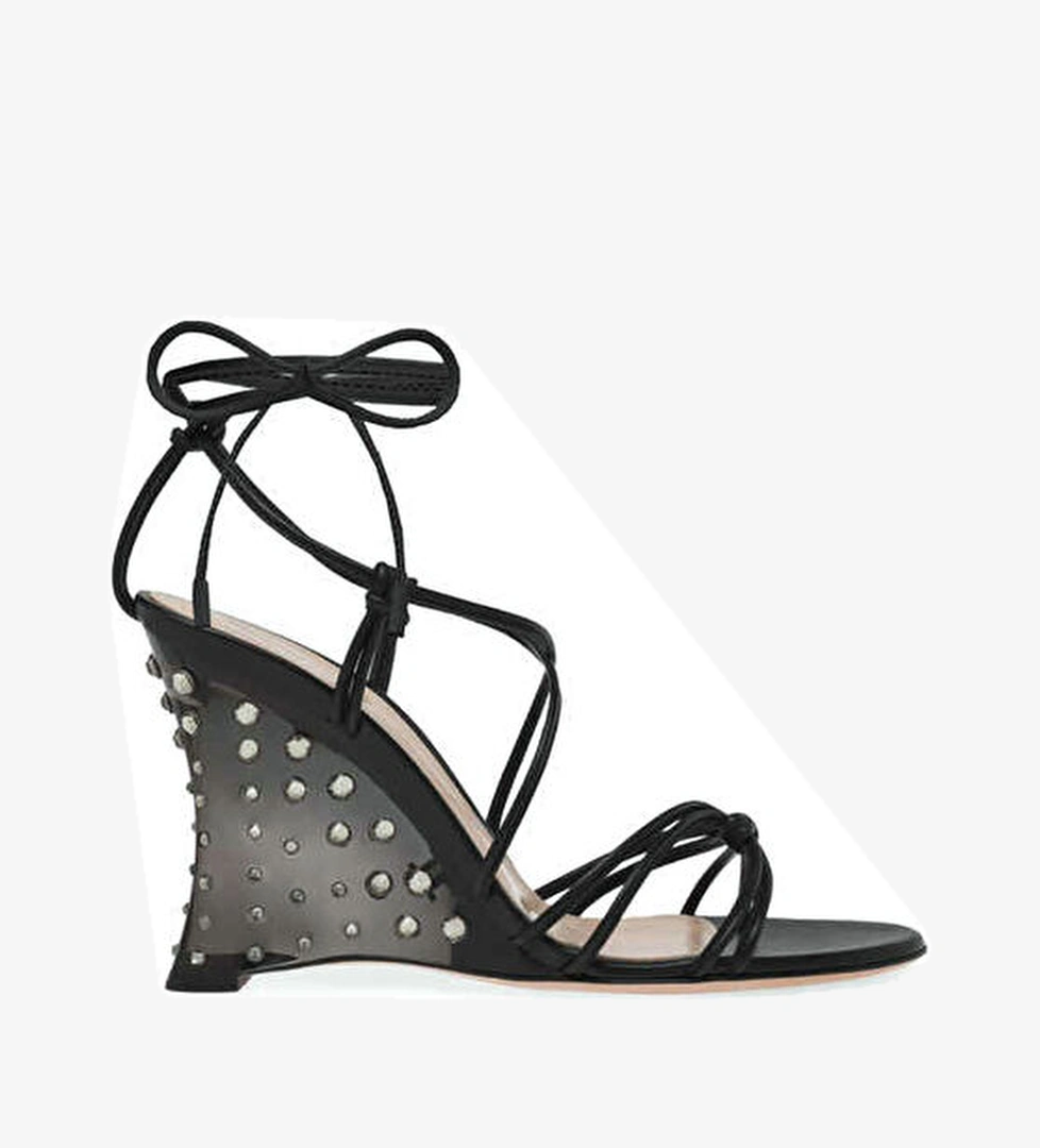 Gianvito Rossi Nebula Siyah Kadın Deri Sandalet model görseli