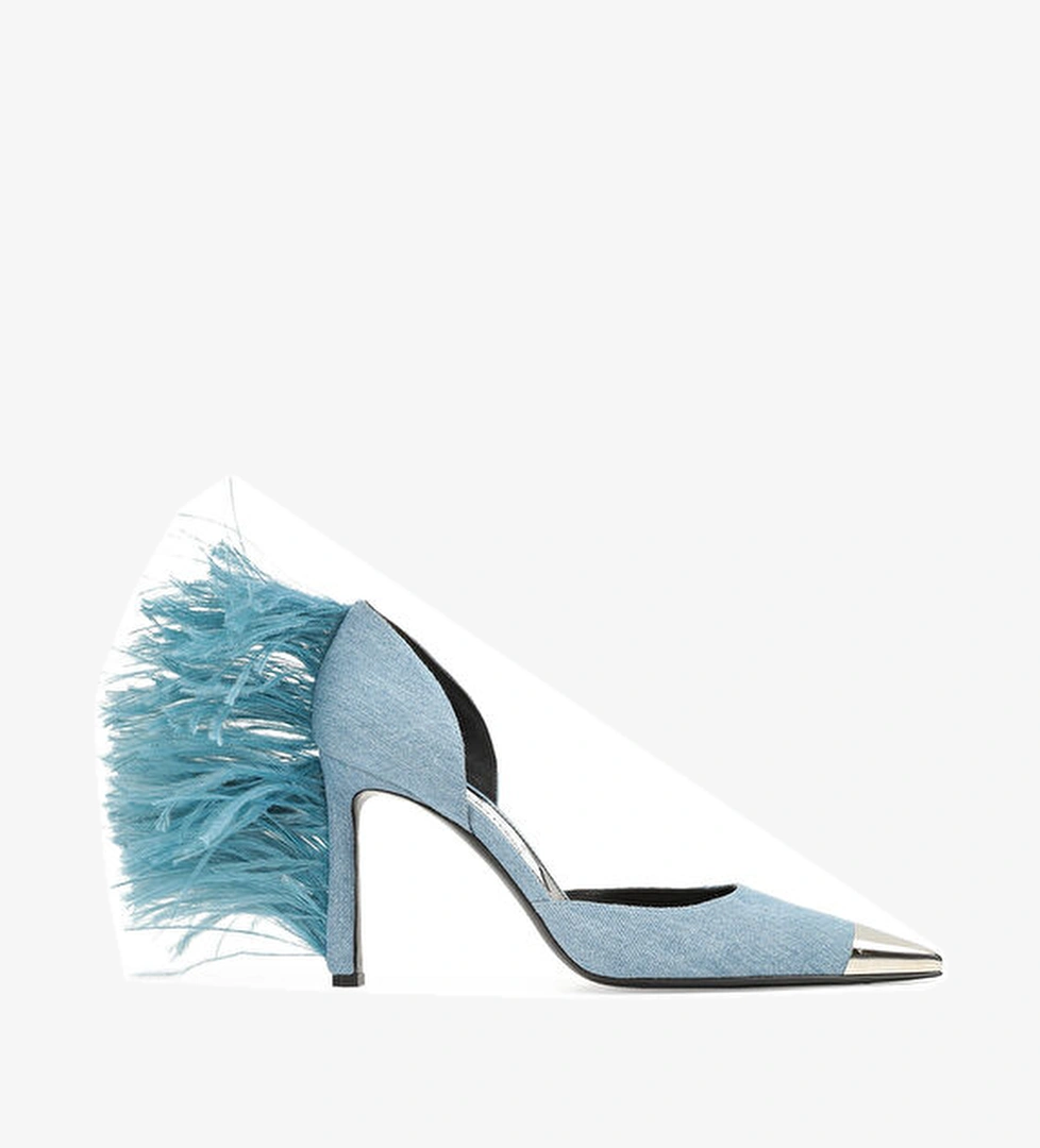 Sergio Rossi X Area Area Mavi Topuklu Denim Ayakkabı model görseli