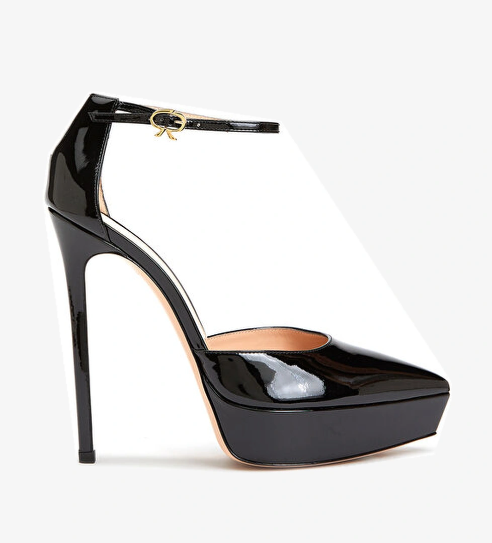 Gianvito Rossi Kasia Siyah Deri Topuklu Ayakkabı model görseli