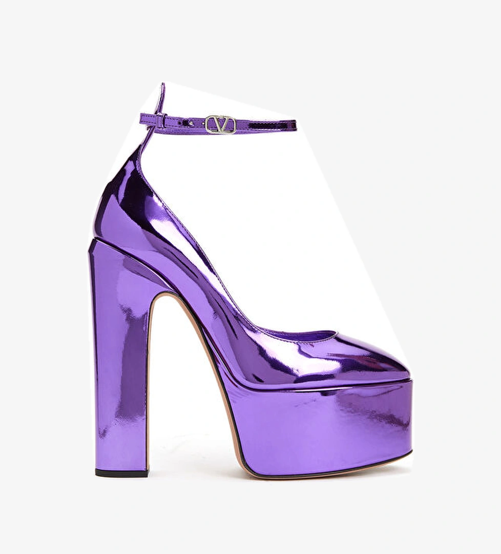 Valentino Garavani Mor Deri Topuklu Ayakkabı model görseli