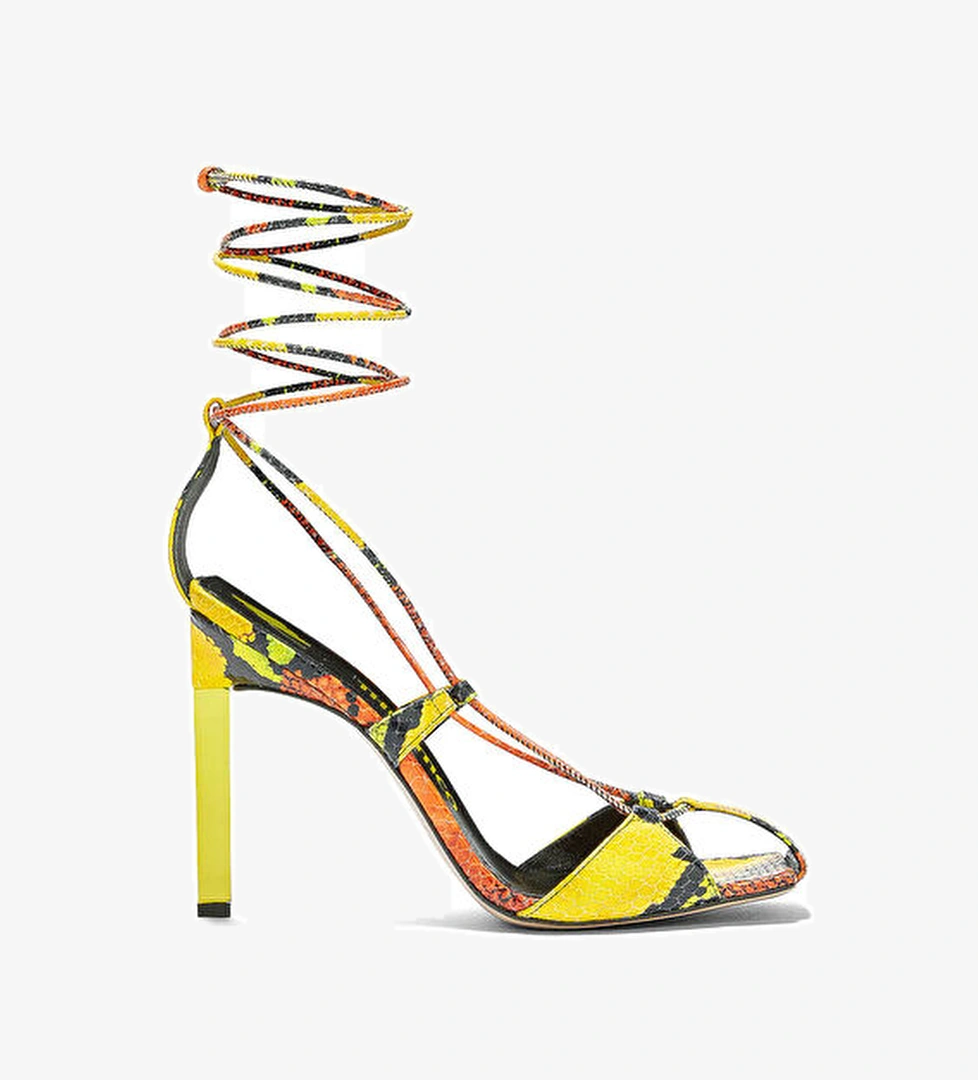 The Attico Adele Sarı Bağlamalı Deri Topuklu Ayakkabı model görseli