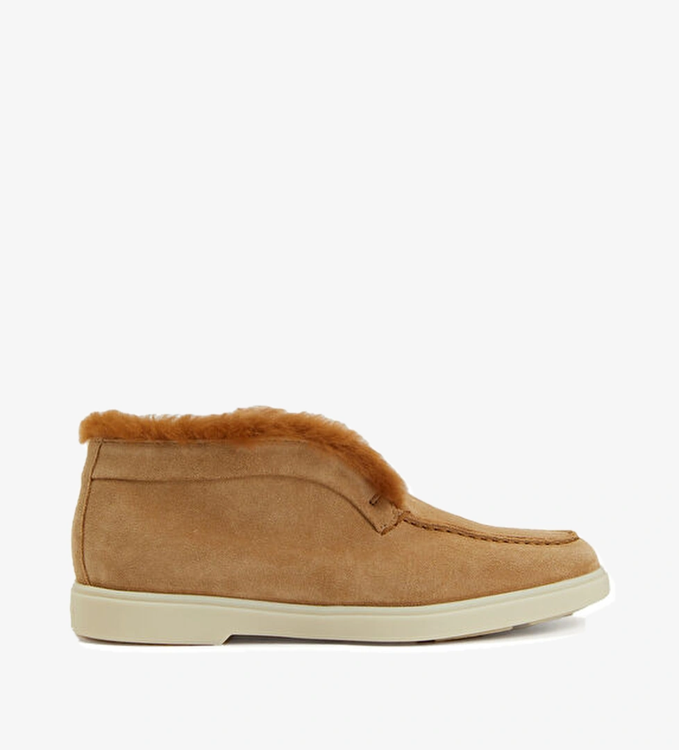 Santoni Fortune Açık Kahverengi Kadın Süet Loafer model görseli