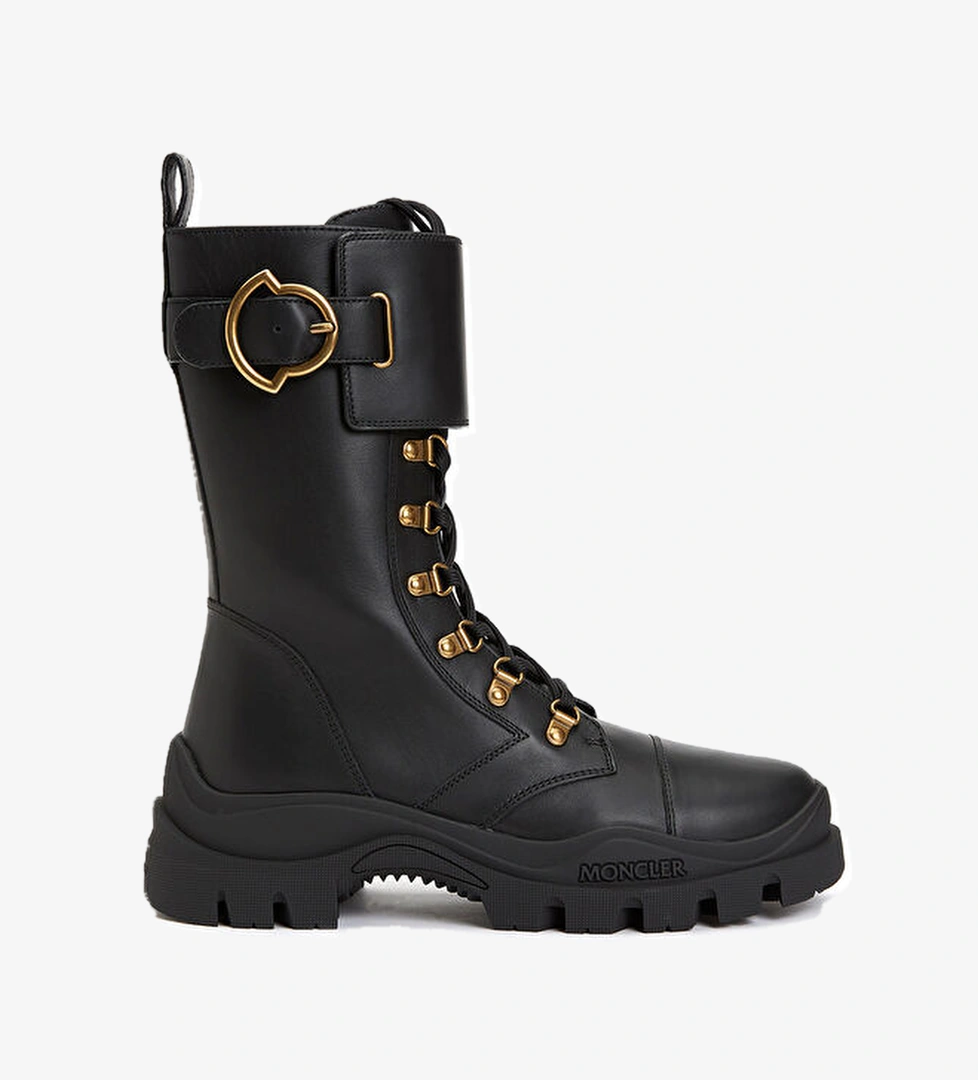Moncler Siyah Logolu Kadın Deri Bot model görseli