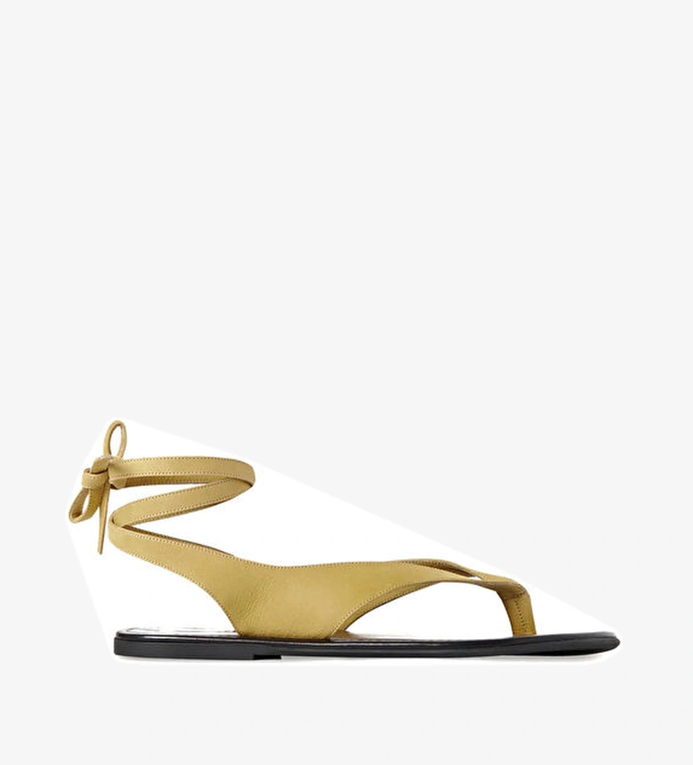 Bej Kadın Deri Sandalet - Görsel 1