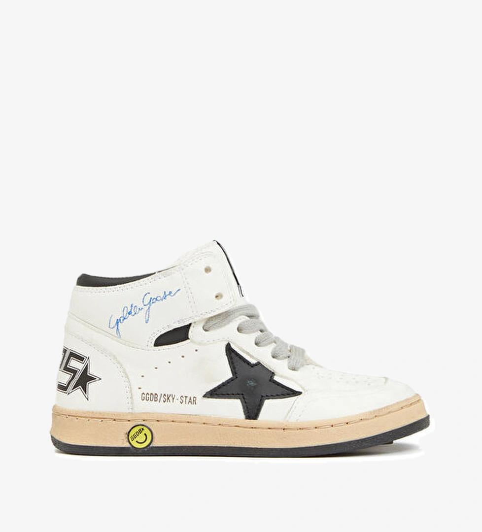 Golden Goose Sky Star Siyah Beyaz Unisex Çocuk Deri sneaker model görseli