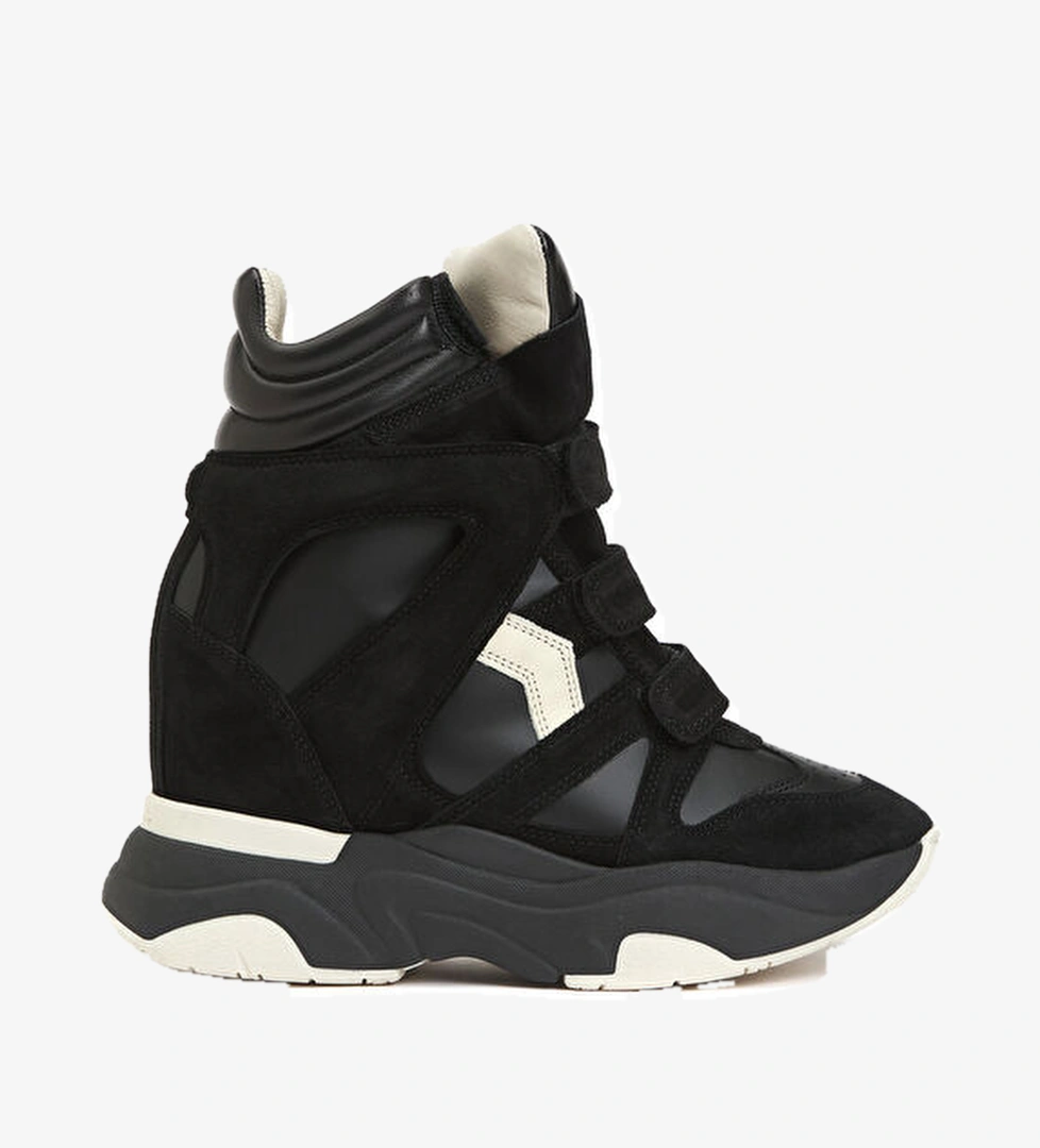 Balskee Siyah Kadın Deri Bilek Boy Sneaker - Görsel 1