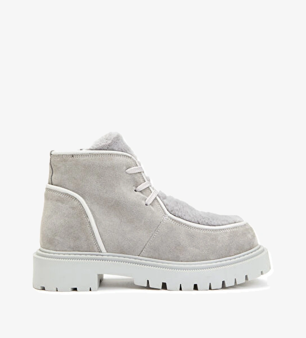 Divarese Gri Kadın Deri Bot model görseli