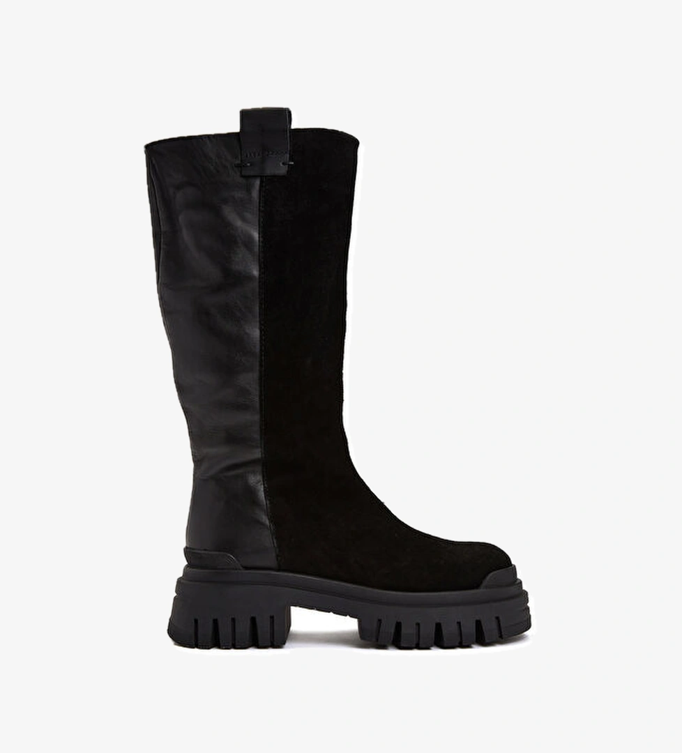 Divarese Siyah Kadın Deri Çizme model görseli