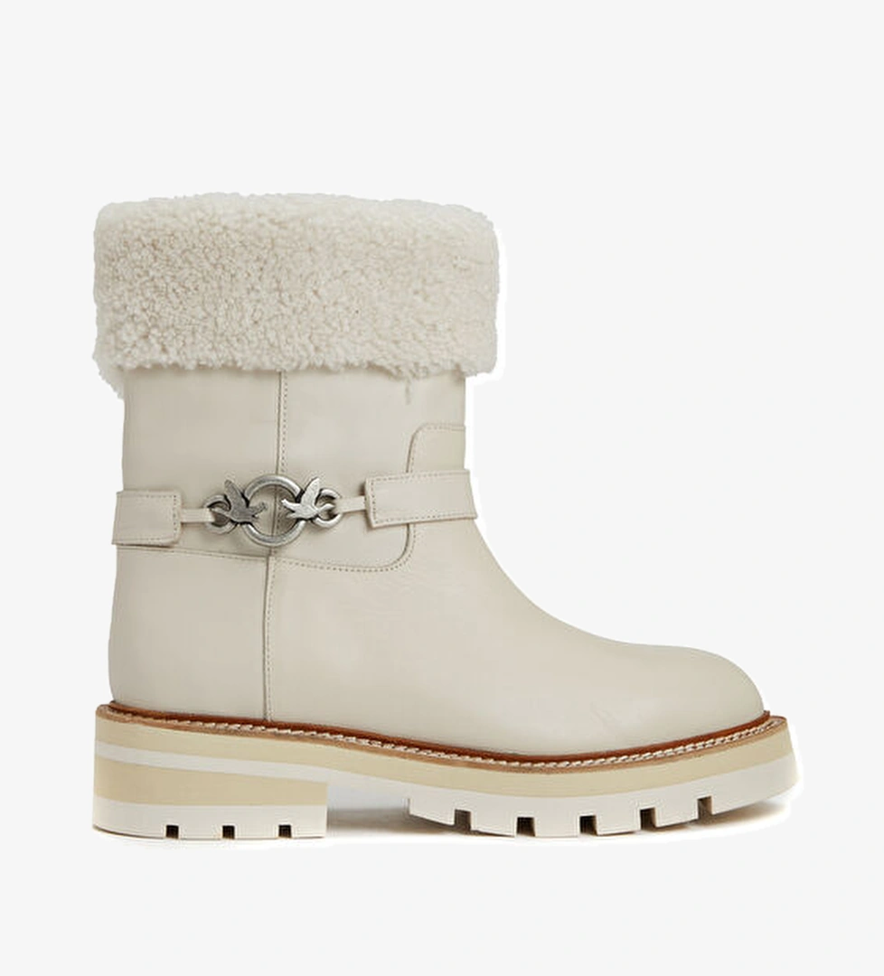 Ekru Kadın Deri Bot - Görsel 1