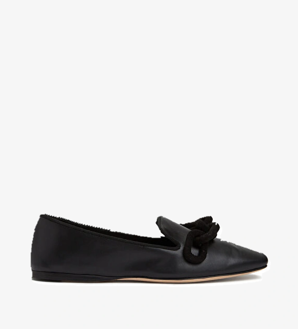 Siyah Kadın Deri Loafer - Görsel 1