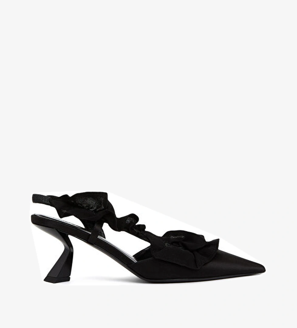 Nensi Dojaka Siyah Saten Topuklu Ayakkabı model görseli