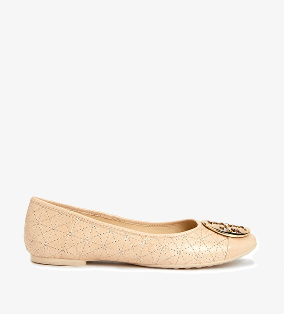 Tory Burch Krem Logolu Deri Babet model görseli