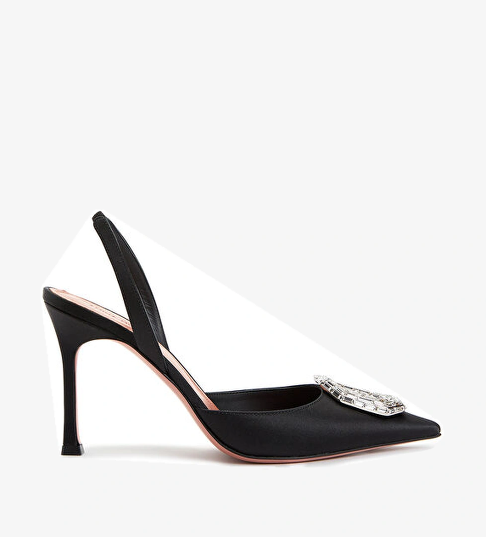 Camelia Siyah İpek Topuklu Ayakkabı - Görsel 1