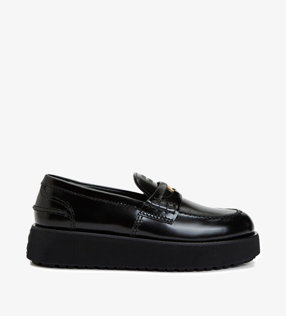 Siyah Kadın Deri Loafer - Görsel 1