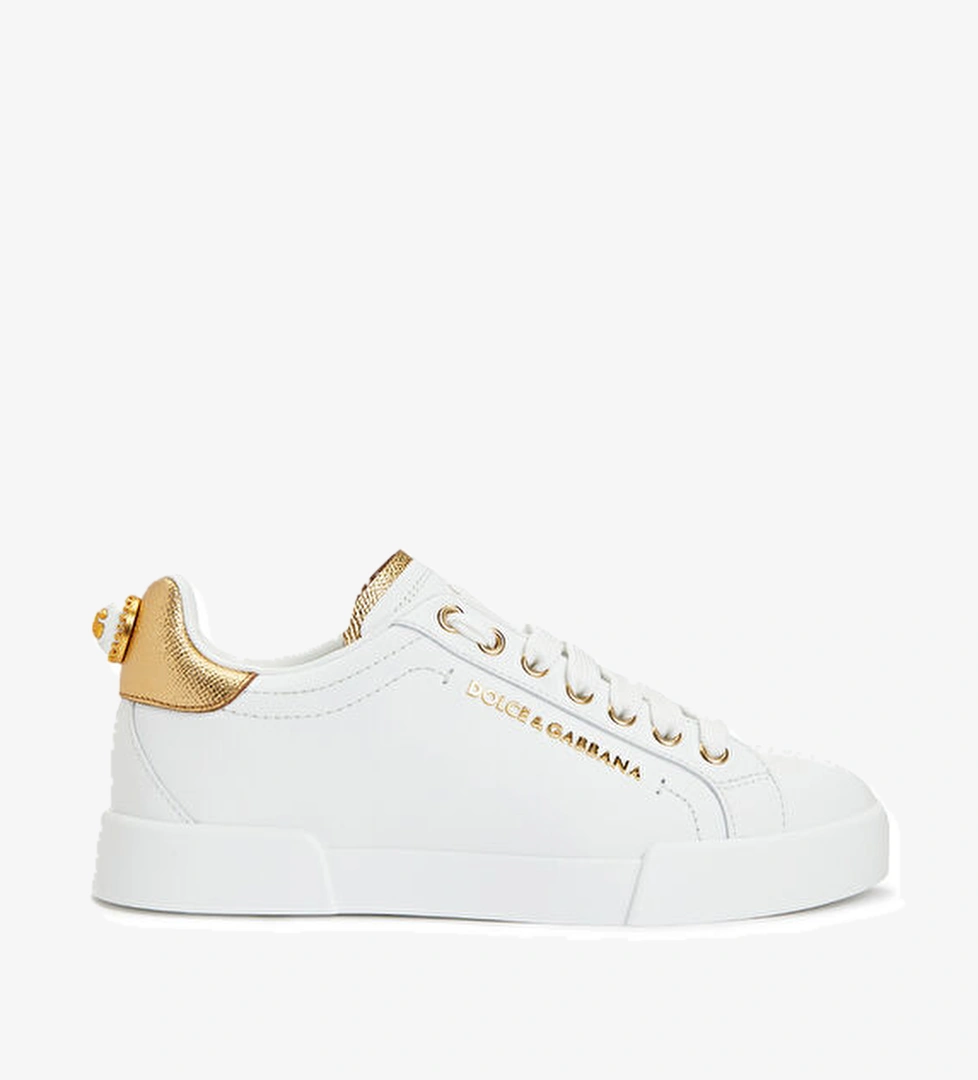 White Logo Detailed Womens Leather Sneaker - Görsel 1