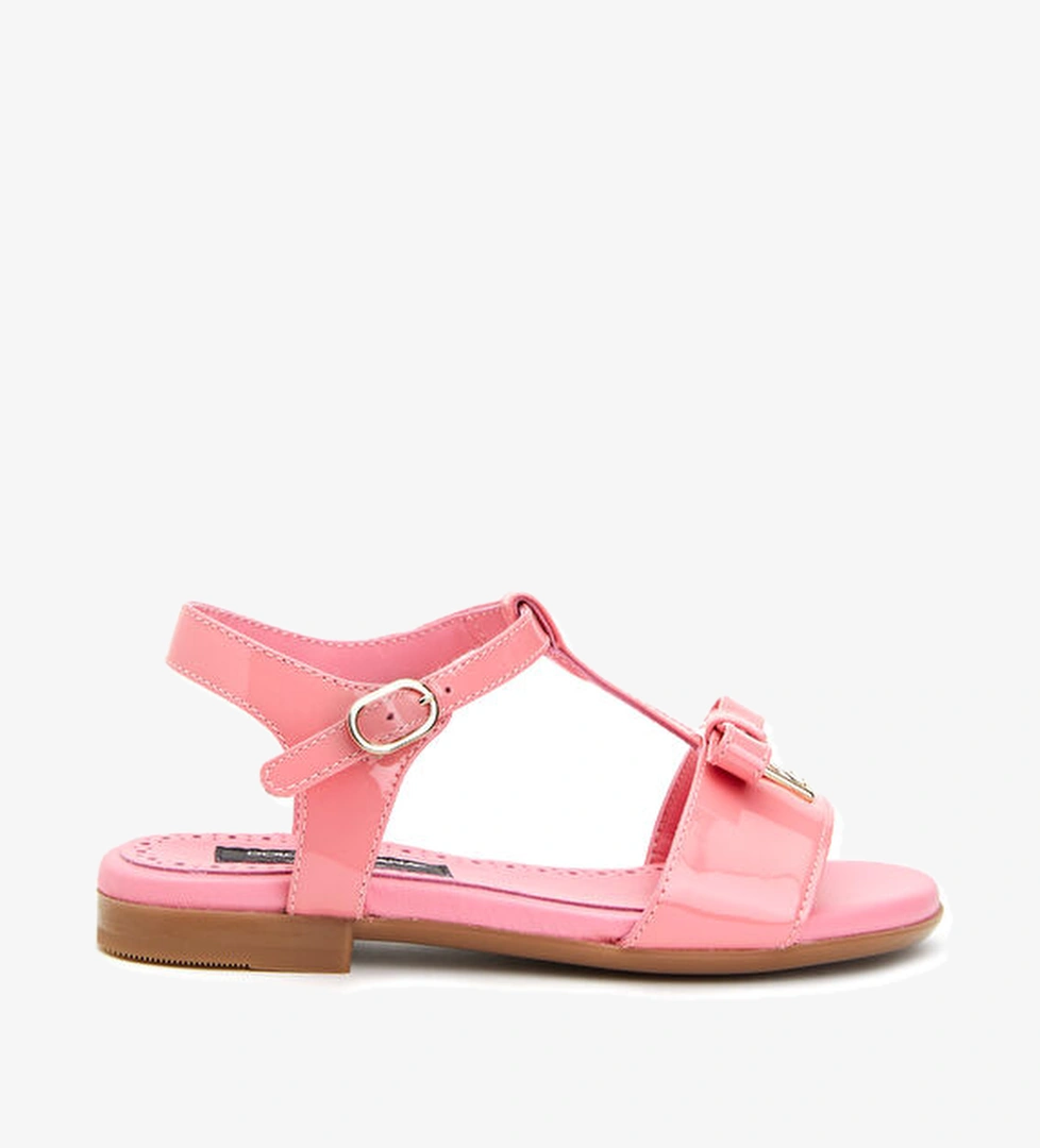 Dolce&gabbana Pembe Logo Detaylı Kız Çocuk Deri Sandalet model görseli