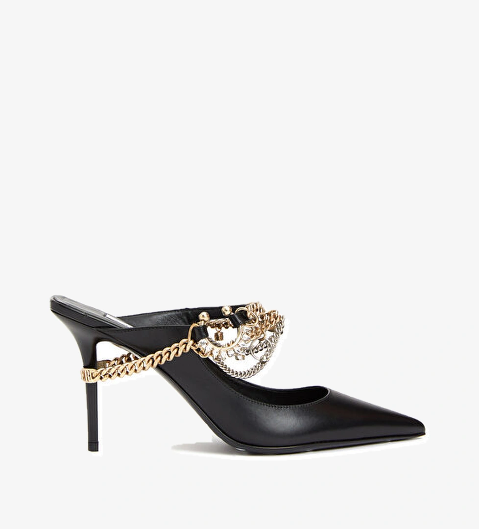 Bing Siyah Topuklu Deri Terlik - Görsel 1