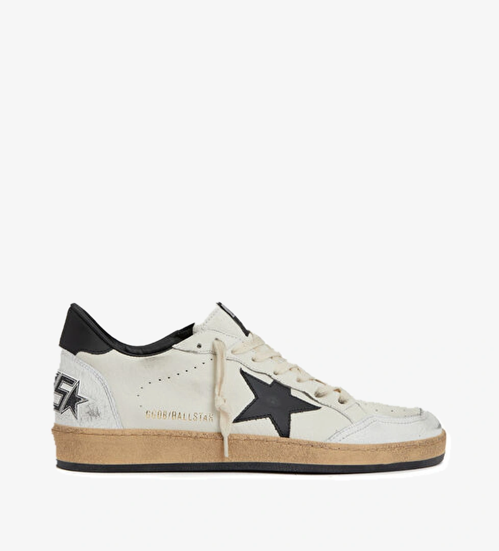 Golden Goose BallStar Siyah Beyaz Erkek Deri Sneaker model görseli