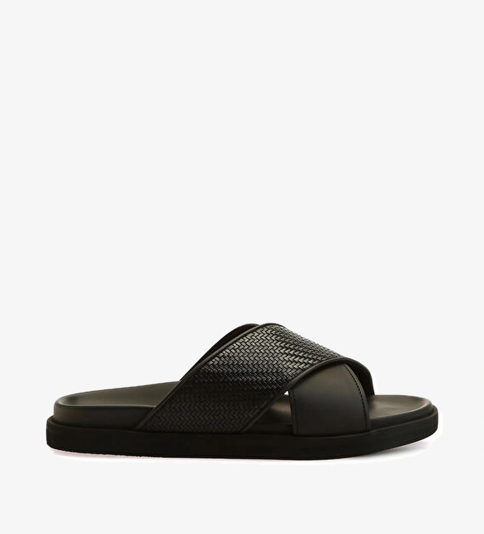 Zegna Siyah Erkek Deri Terlik model görseli