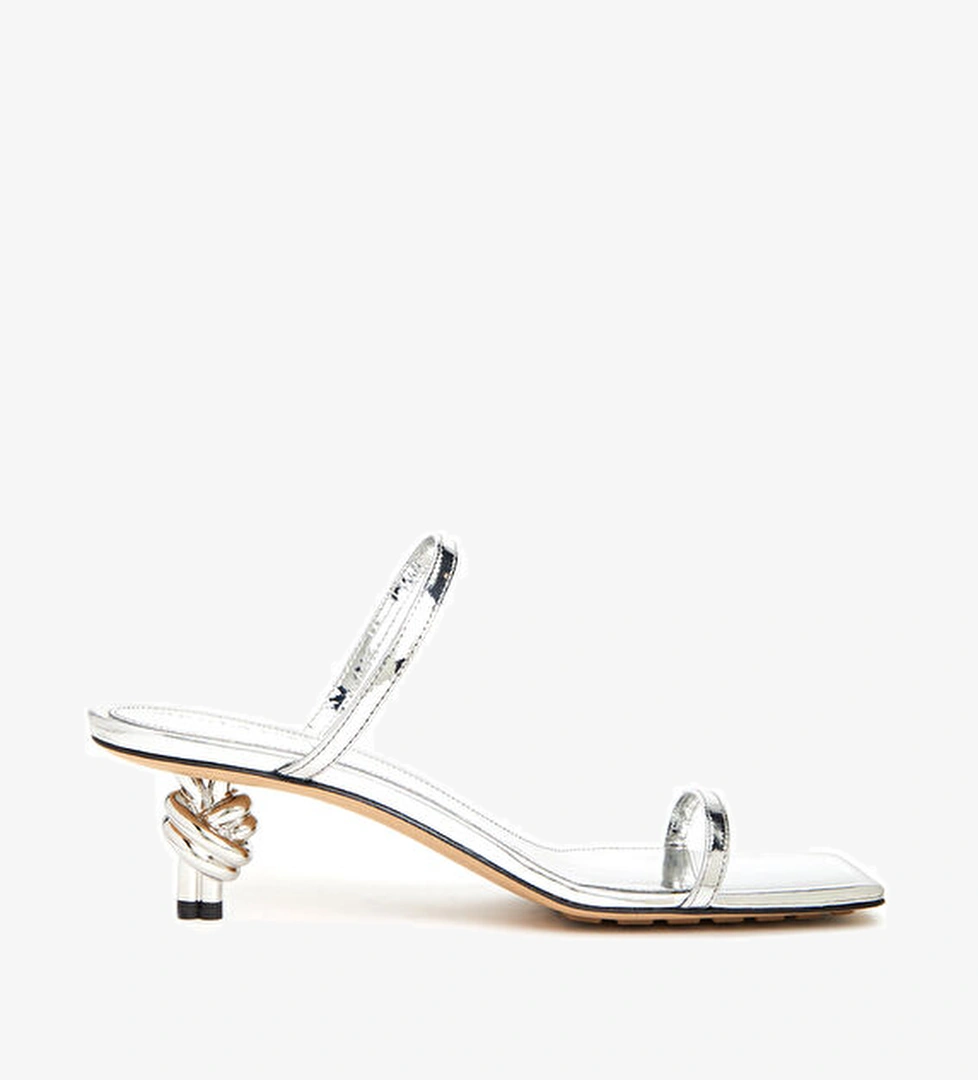 Knot Silver Kadın Deri Terlik - Görsel 1