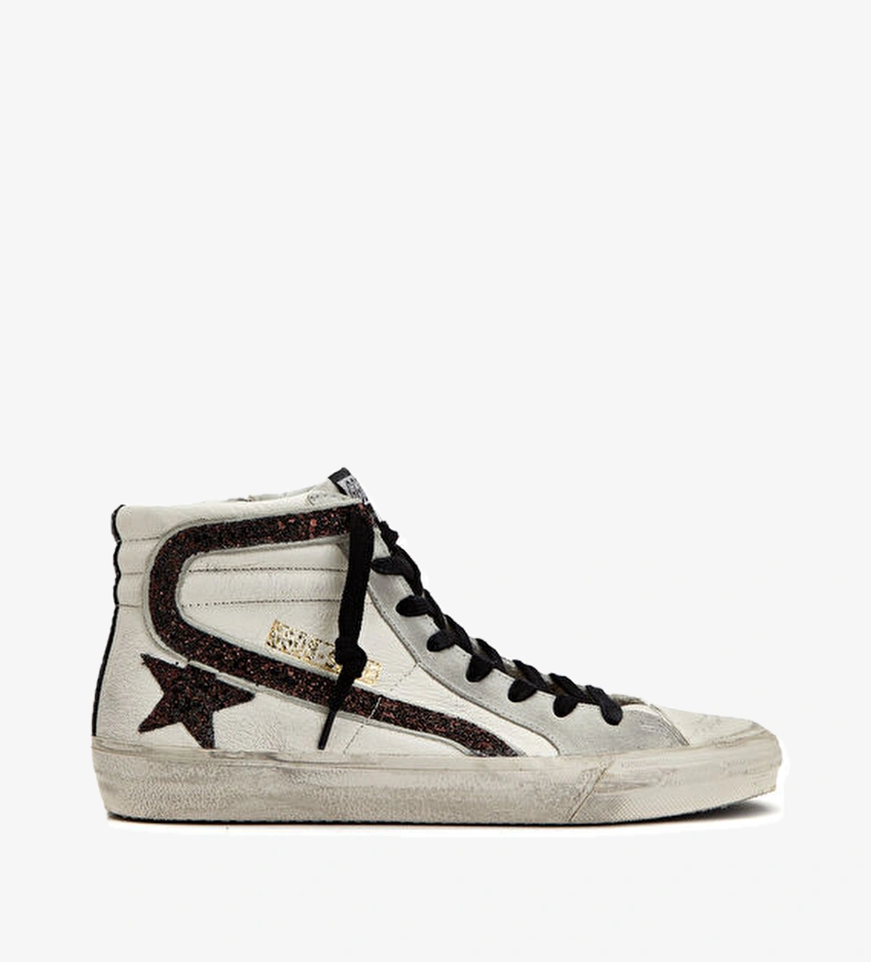 Golden Goose Slide Kahverengi Beyaz Kadın Deri Sneaker model görseli