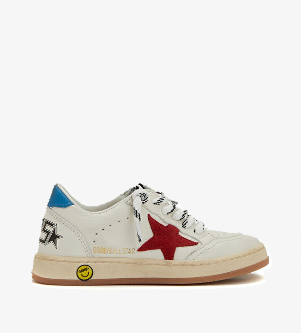 Golden Goose Ball Star Beyaz Mavi Unisex Çocuk Deri Sneaker model görseli