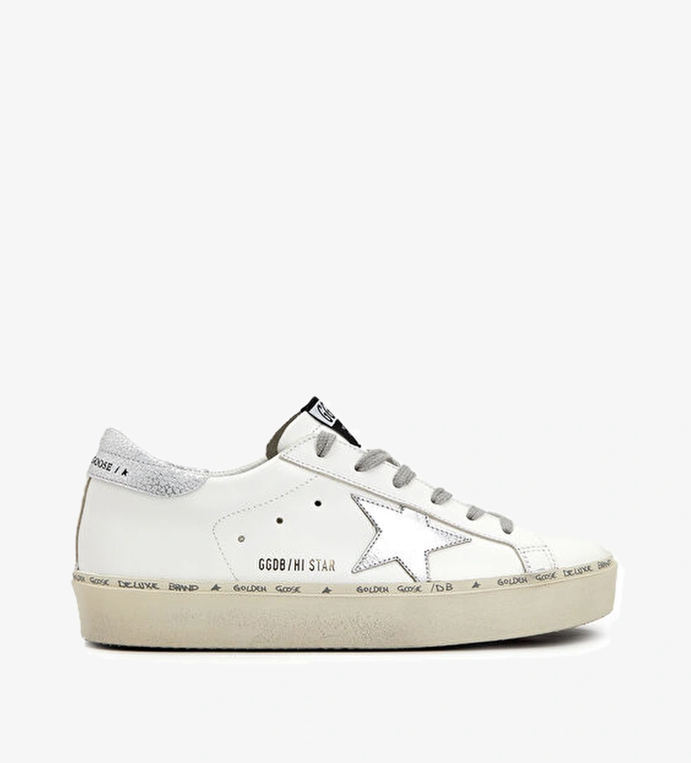 Golden Goose Hi Star Beyaz Silver Kadın Deri Sneaker model görseli