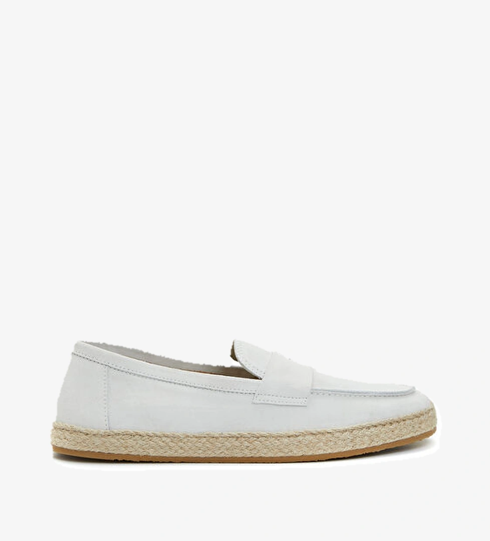 Beyaz Erkek Deri Espadril - Görsel 1