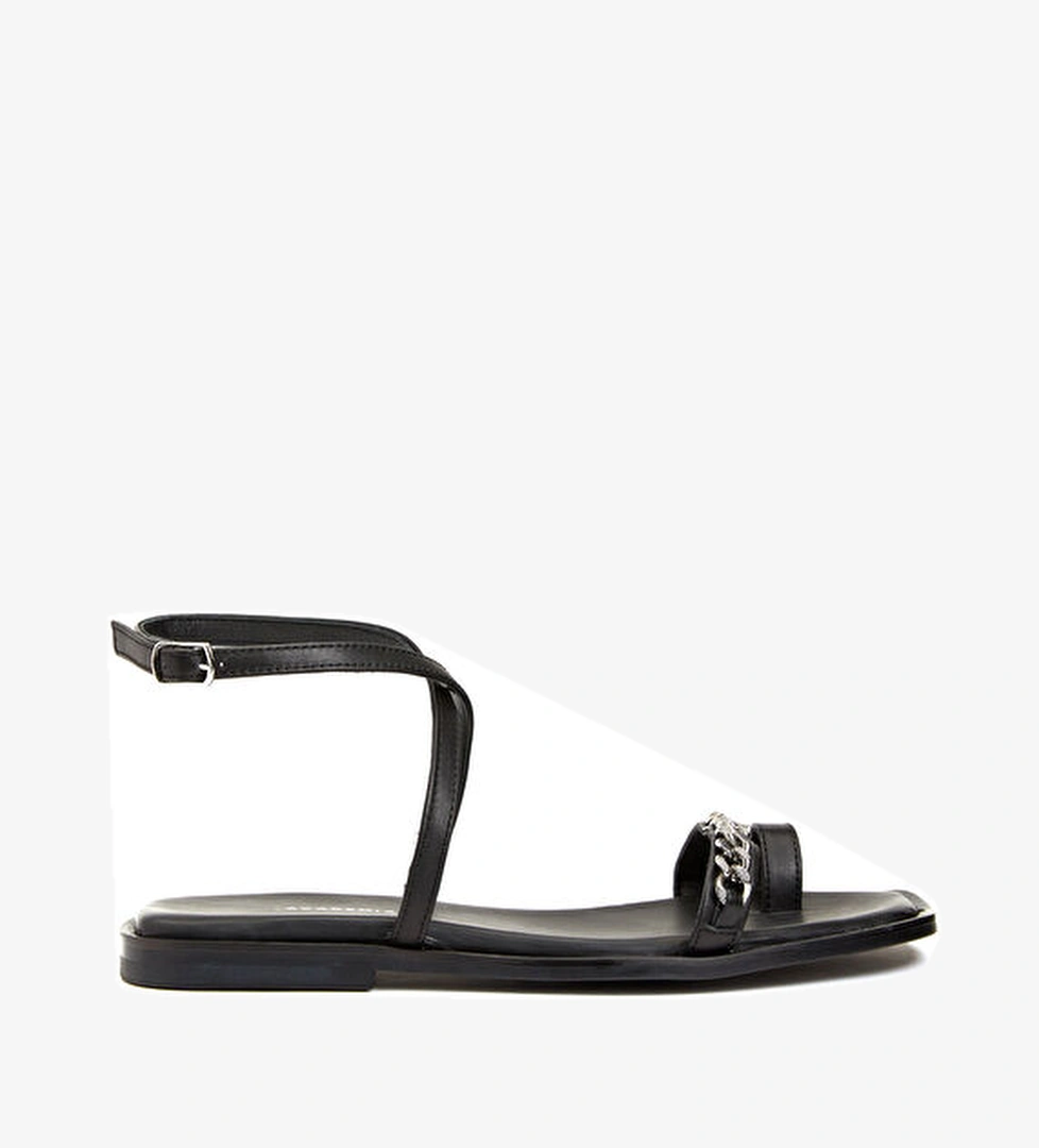 Academia Siyah Kadın Deri Sandalet model görseli