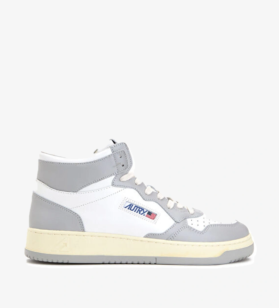 Gri Beyaz Erkek Deri Sneaker - Görsel 1