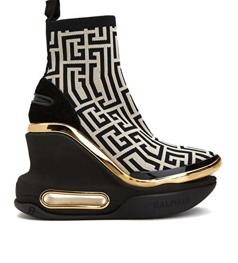 Balmain B-Bold Siyah Geometrik Logo Desenli Kadın Sneaker model görseli