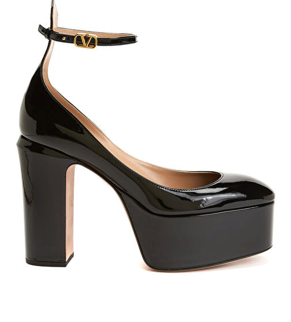 Valentino Garavani Tan-Go Siyah Deri Topuklu Ayakkabı model görseli