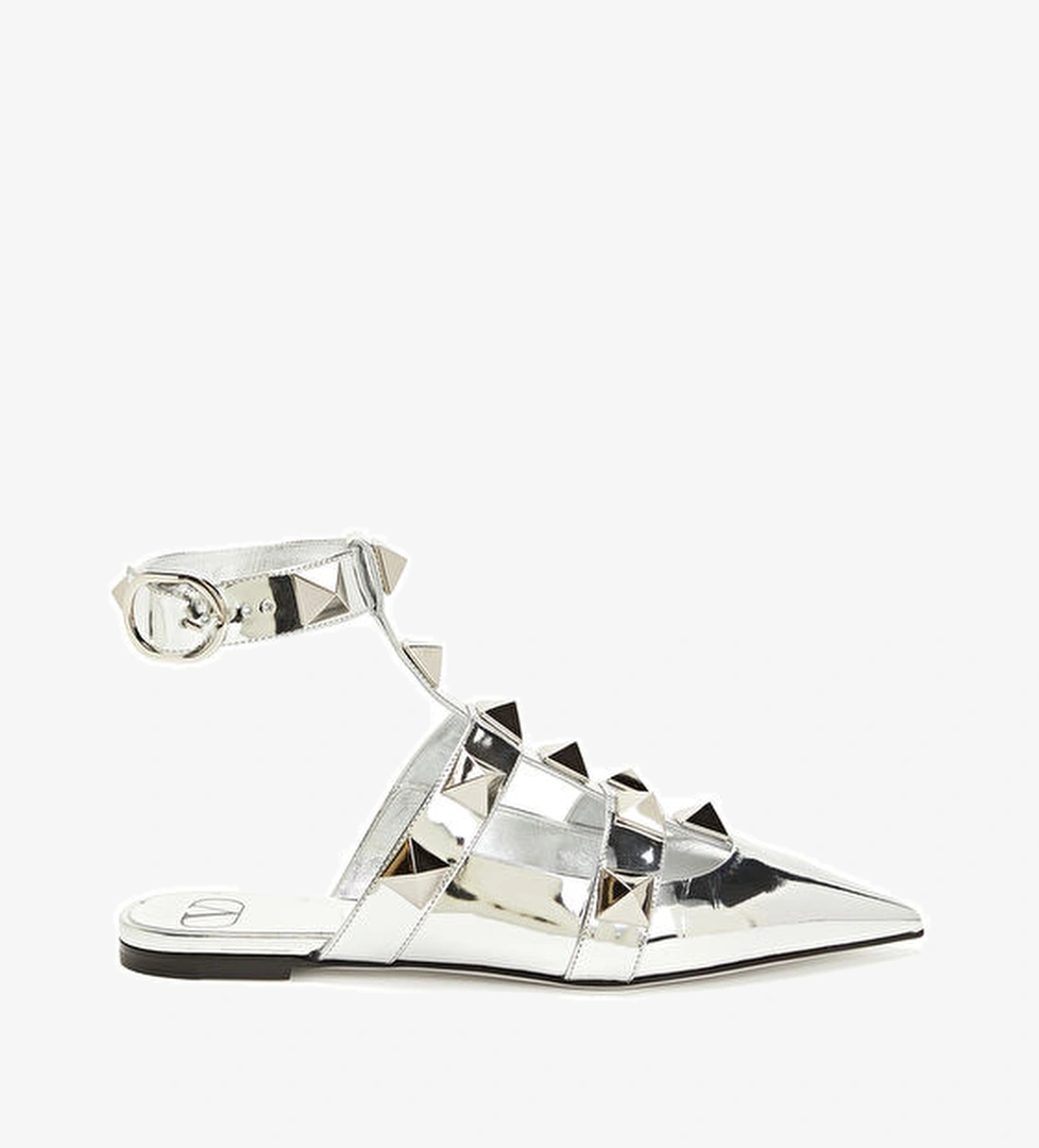 Valentino Garavani Rockstud Silver Kadın Deri Babet model görseli