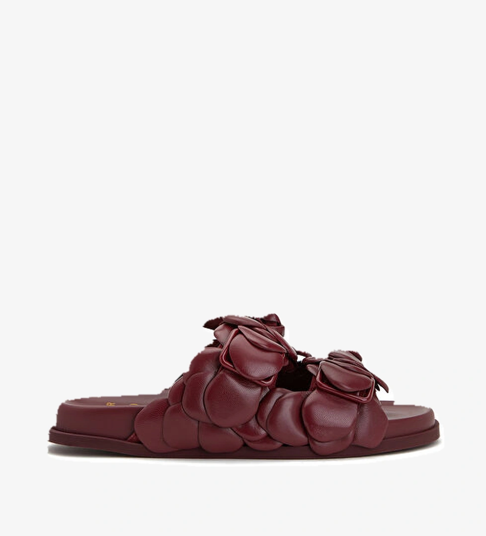 Valentino Garavani Atelier 03 Rose Edition Bordo Kadın Deri Terlik model görseli