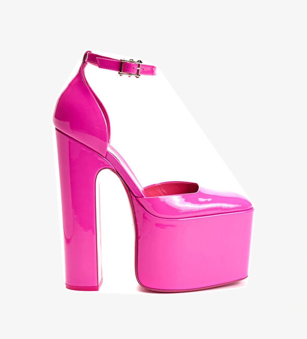 Valentino Garavani Pembe Deri Topuklu Ayakkabı model görseli