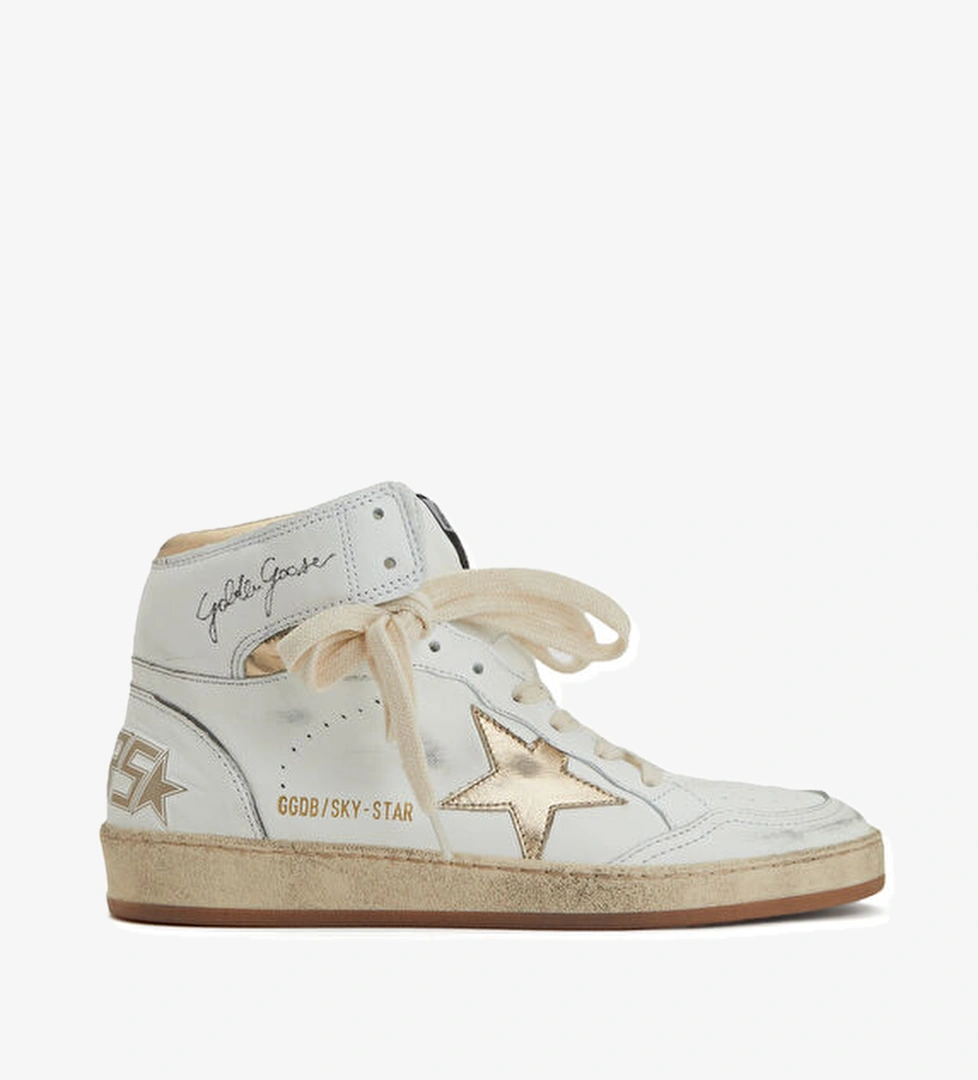 Golden Goose Sky-Star Beyaz Gold Kadın Deri Sneaker model görseli