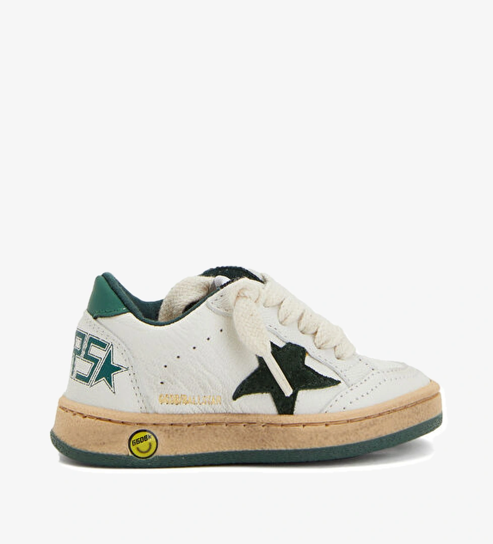 Golden Goose Ball Star Beyaz Logolu Unisex Çocuk Deri Sneaker model görseli