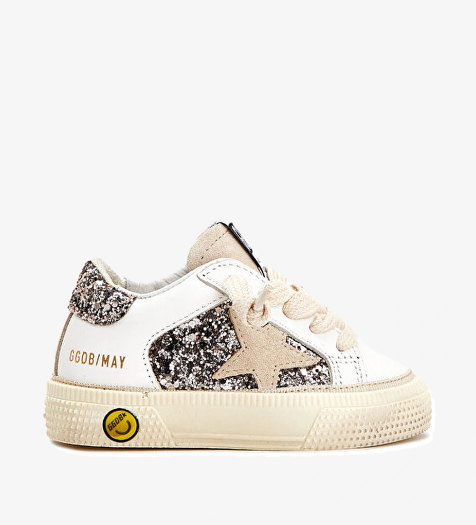 Golden Goose May Bej Beyaz Unisex Çocuk Deri Sneaker model görseli