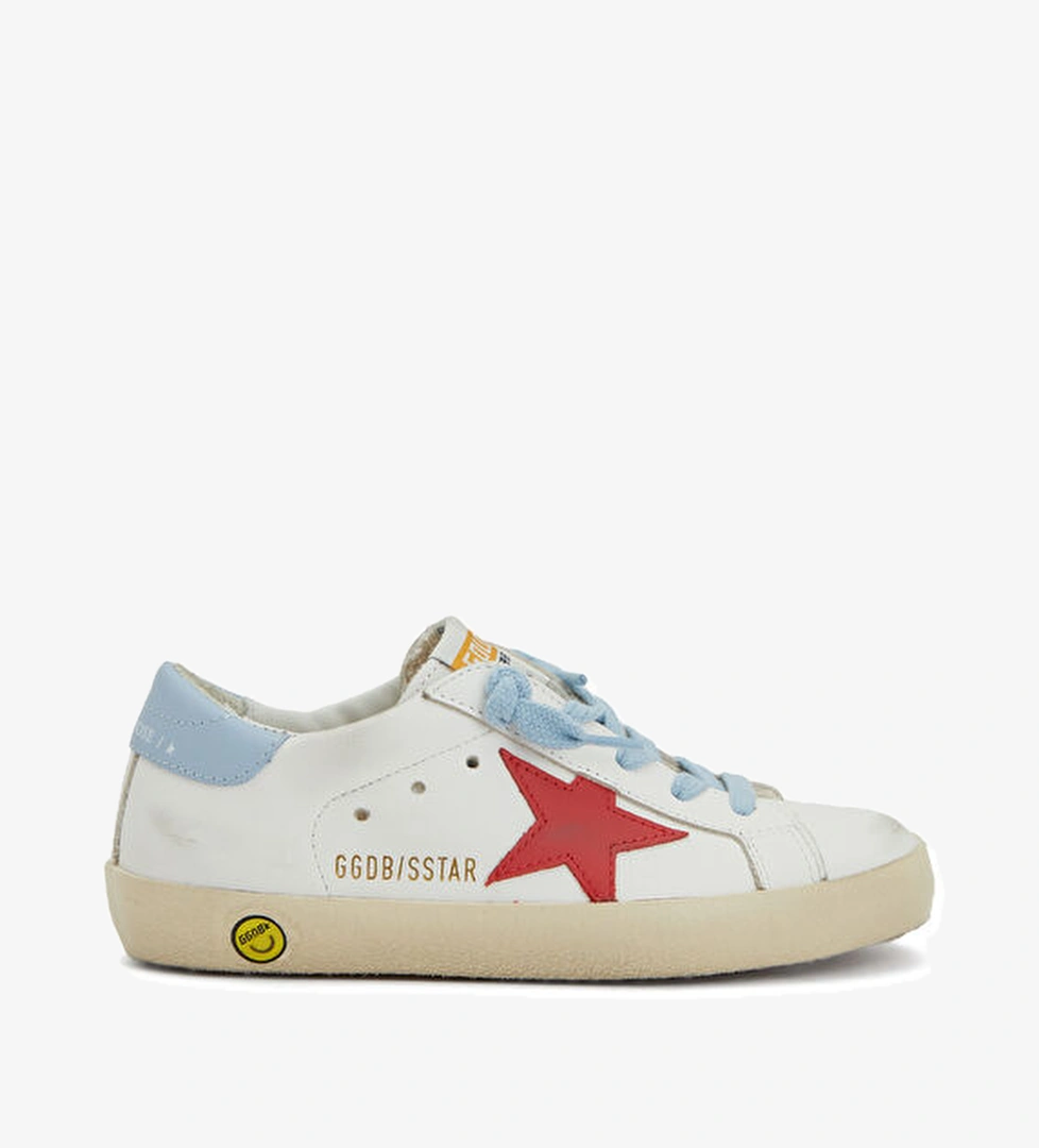 Golden Goose Super Star Beyaz Logolu Unisex Çocuk Deri Sneaker model görseli