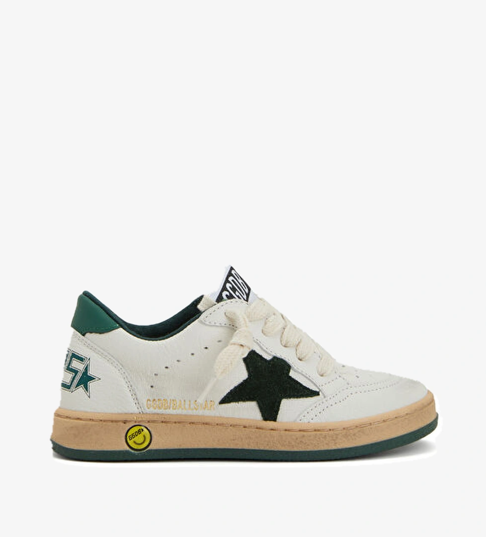 Golden Goose Ball Star Beyaz Logolu Unisex Çocuk Deri Sneaker model görseli