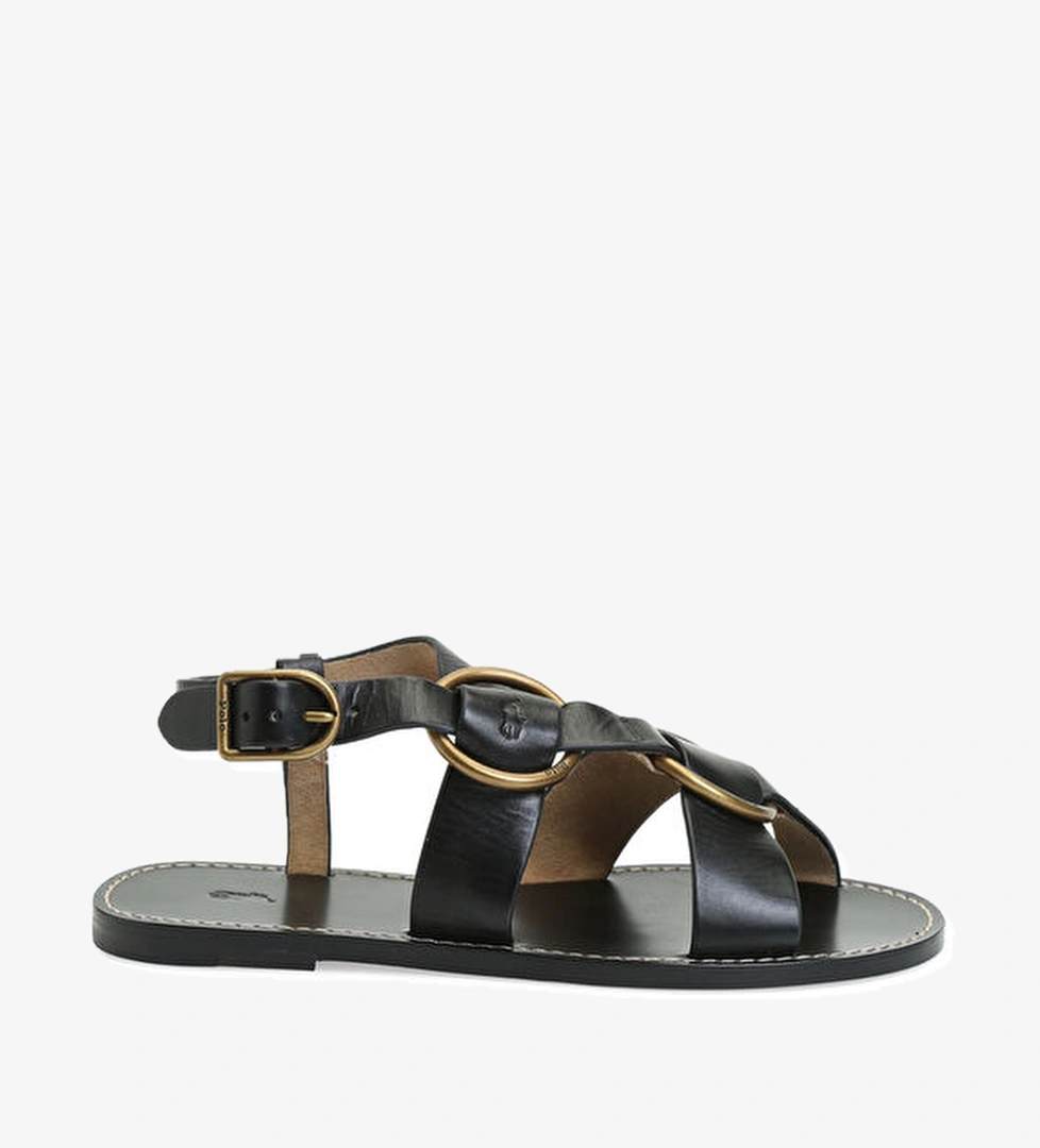 Polo Ralph Lauren Siyah Kadın Deri Sandalet model görseli