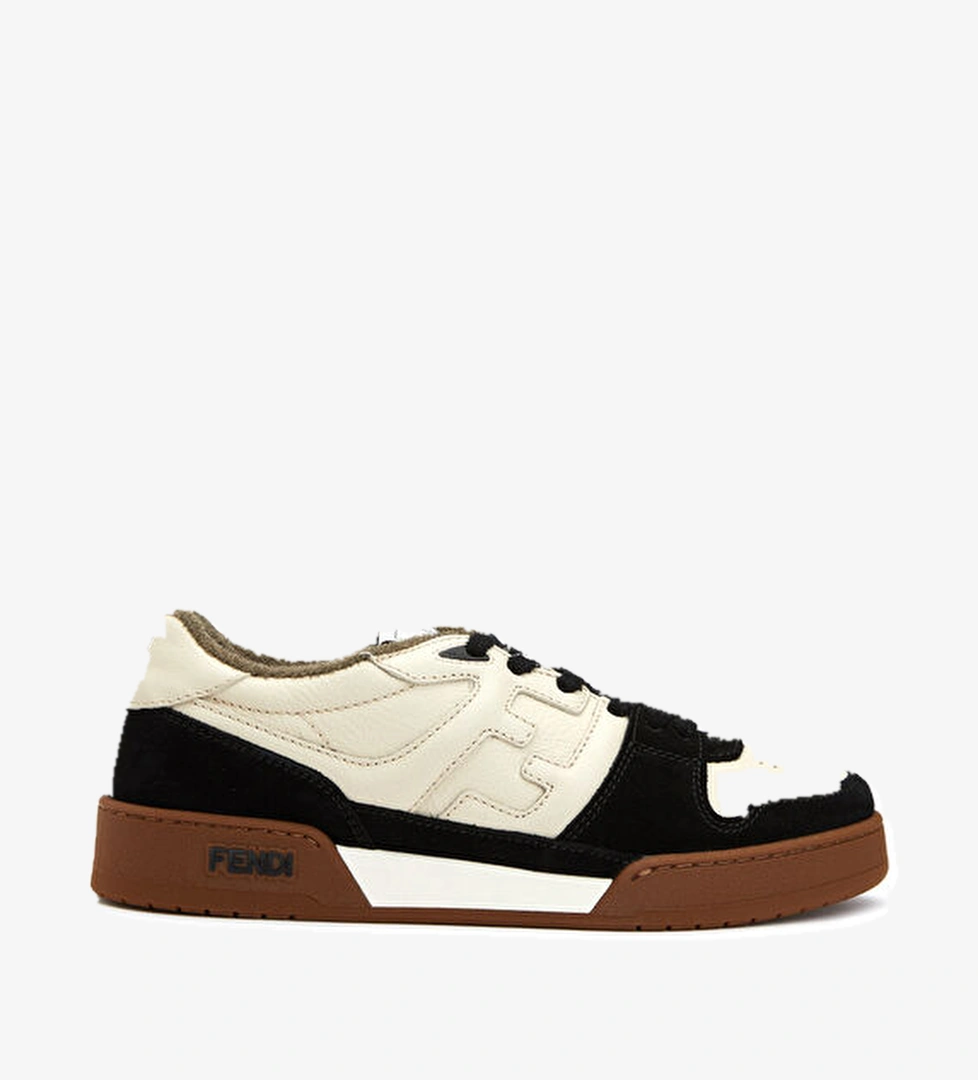 Fendi Beyaz Siyah Logolu Erkek Deri Sneaker model görseli