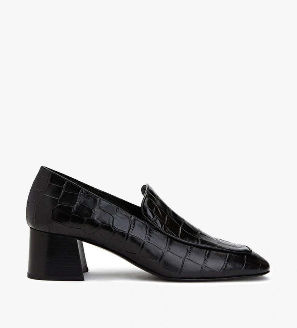 Toteme Siyah Krokodil Deri Topuklu Ayakkabı model görseli