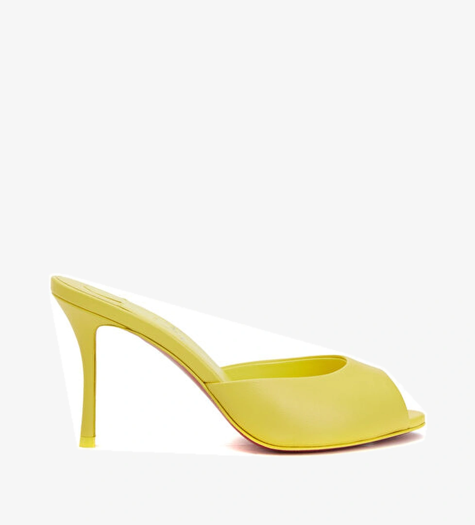 Me Dolly Sarı Topuklu Deri Terlik - Görsel 1