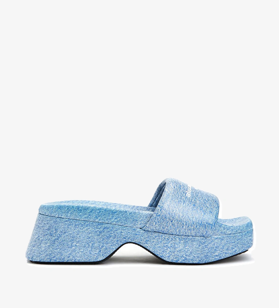 Trompe-loeil Mavi Kadın Deri Terlik - Görsel 1