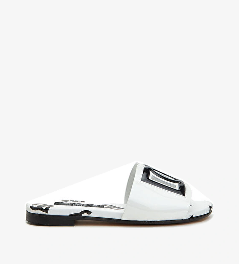 Dolce&gabbana Siyah Beyaz Logolu Kız Çocuk Deri Terlik model görseli