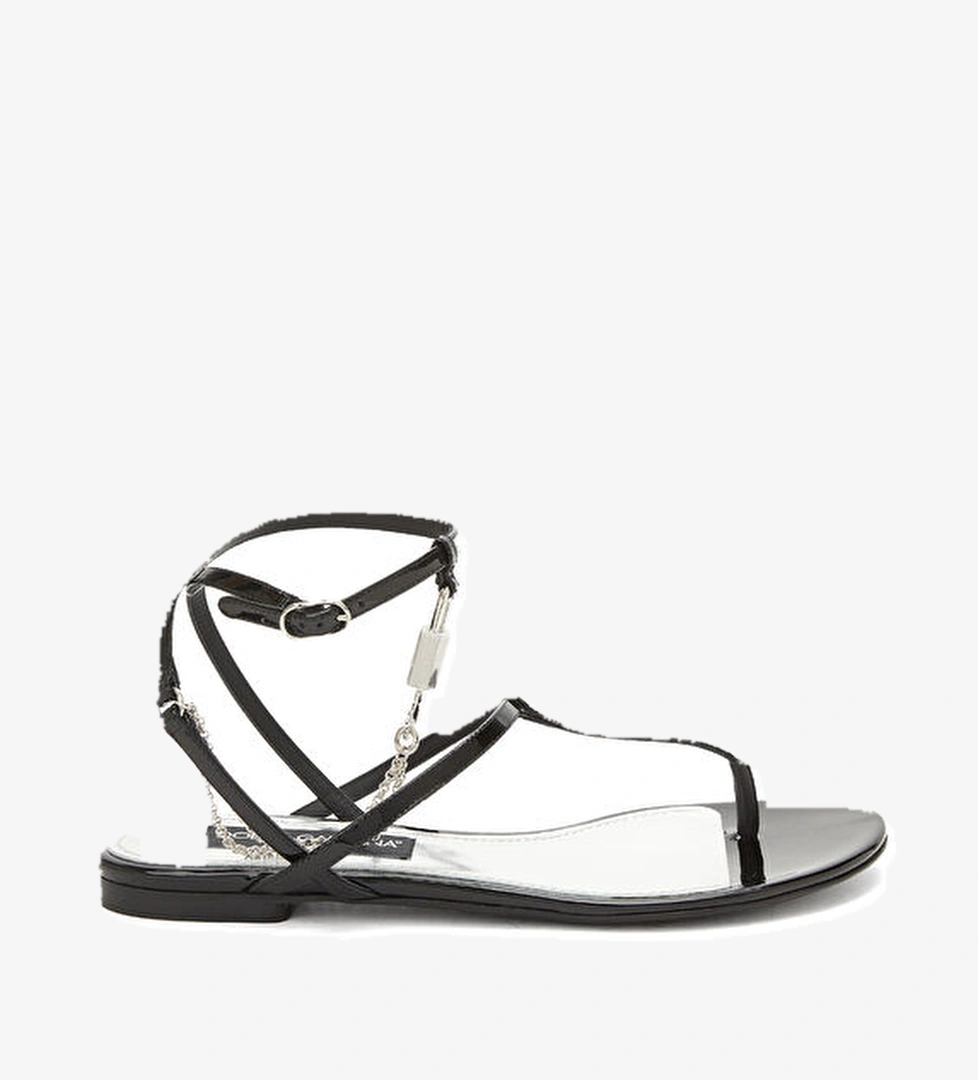 Dolce&gabbana Siyah Kadın Deri Sandalet model görseli