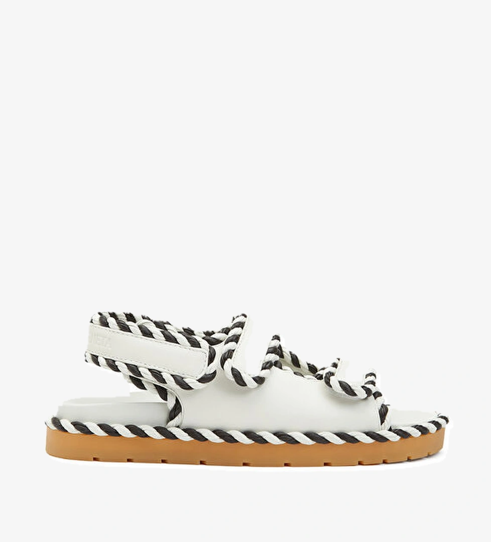 Bottega Veneta Beyaz Siyah Kadın Deri Sandalet model görseli