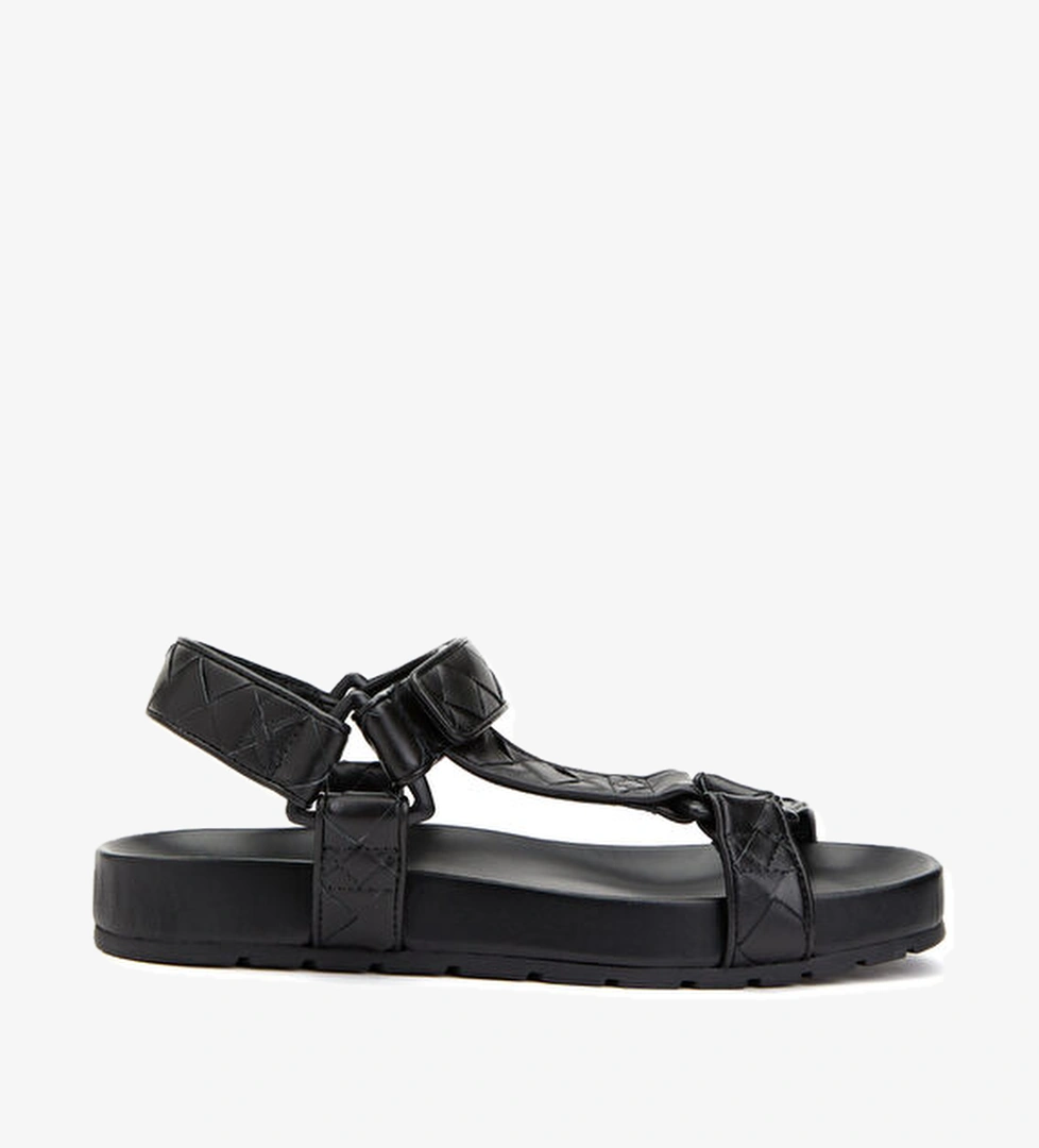 Trip Siyah Erkek Deri Sandalet - Görsel 1