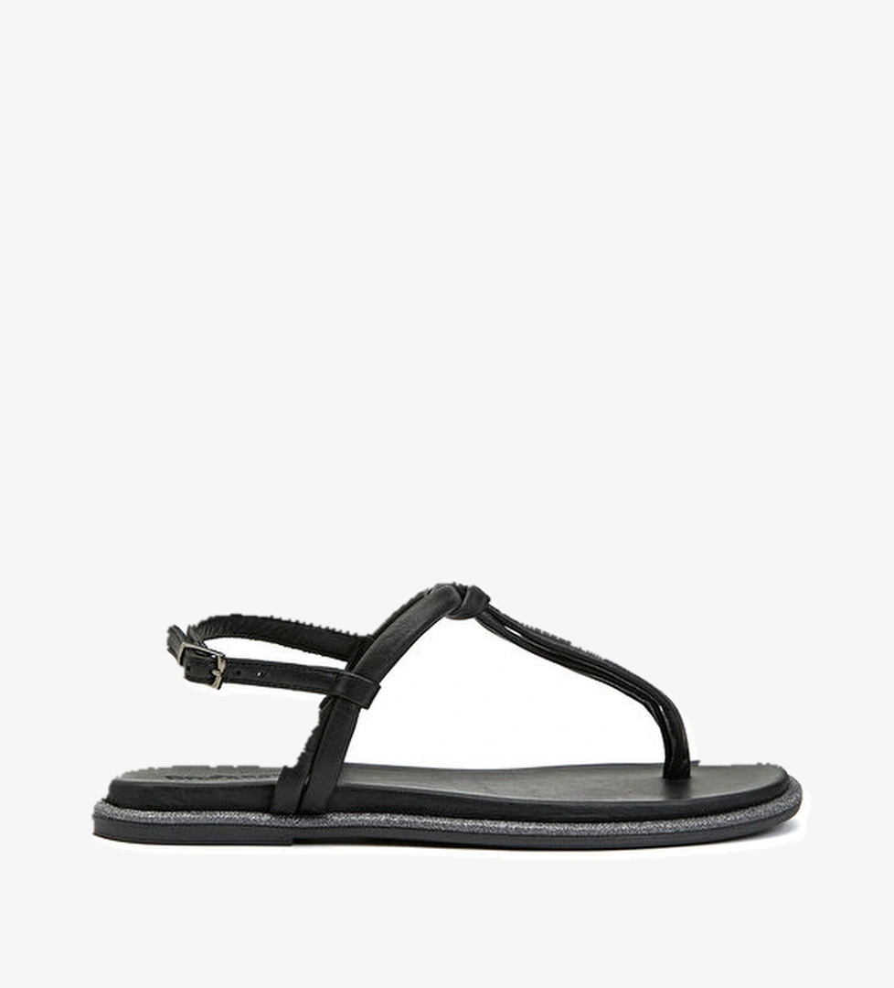 Divarese Divarese Siyah Kadın Deri Sandalet Beymen'de! Siyah - 1. görsel